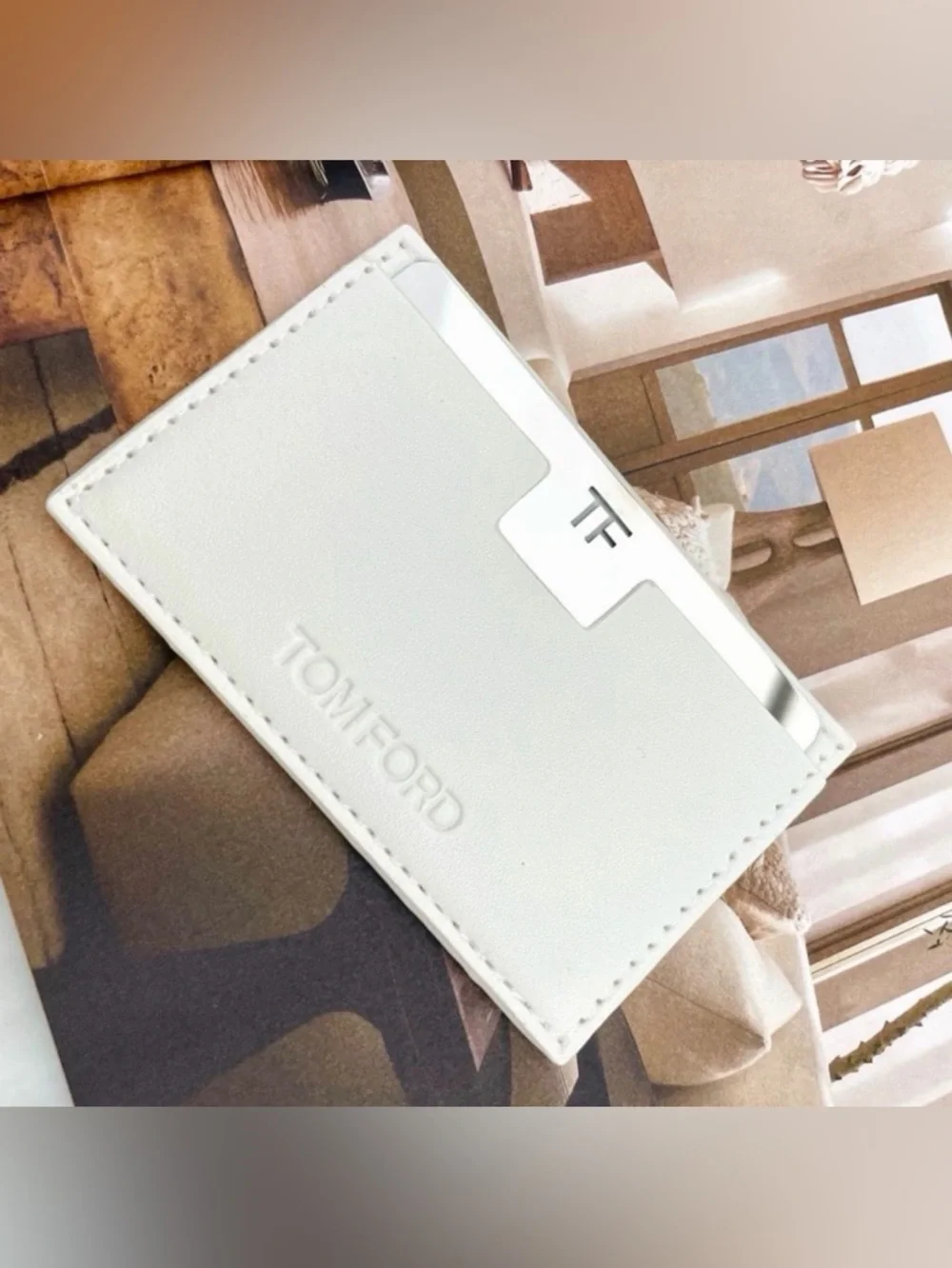 Tom Ford White Leather Case With‎ Pocket Mirror